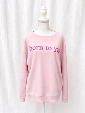 Pink 'born to yap' Graphic Crewneck Sweatshirt
